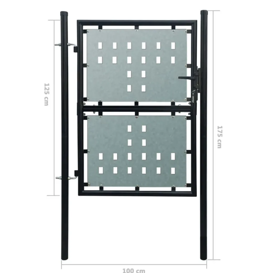 vidaXL Zauntor (Einzeltor) Schwarz 100x175 cm
