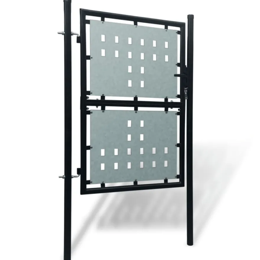vidaXL Zauntor (Einzeltor) Schwarz 100x175 cm