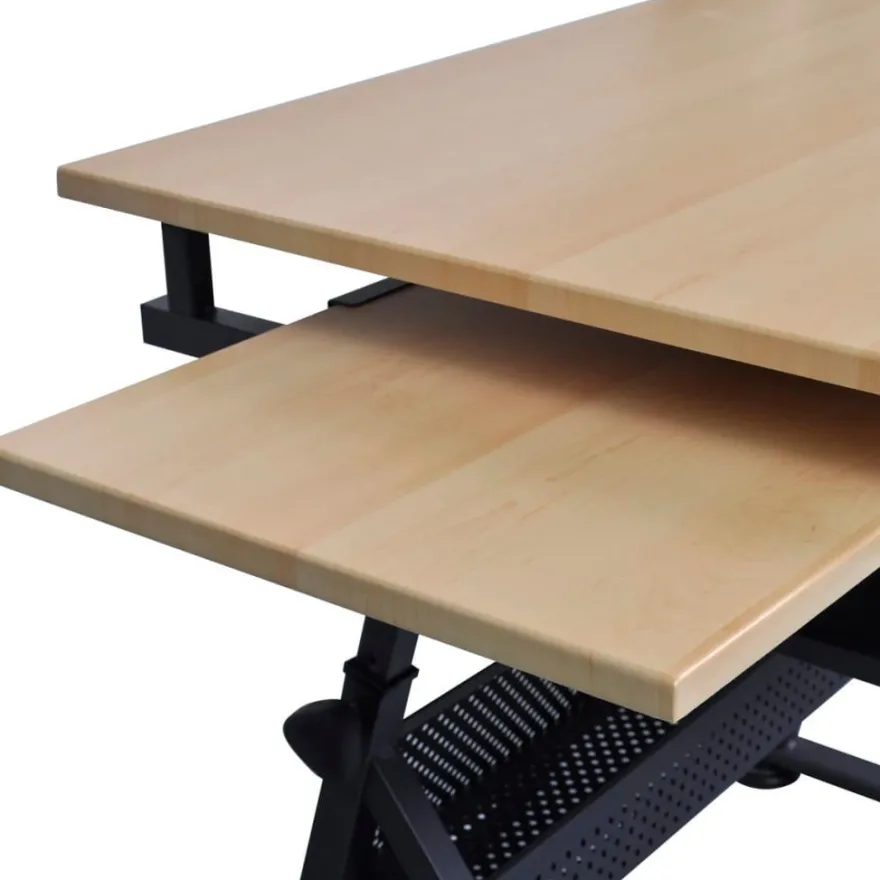 vidaXL Zeichentisch mit neigbarer Tischplatte 2 Schubladen und Hocker