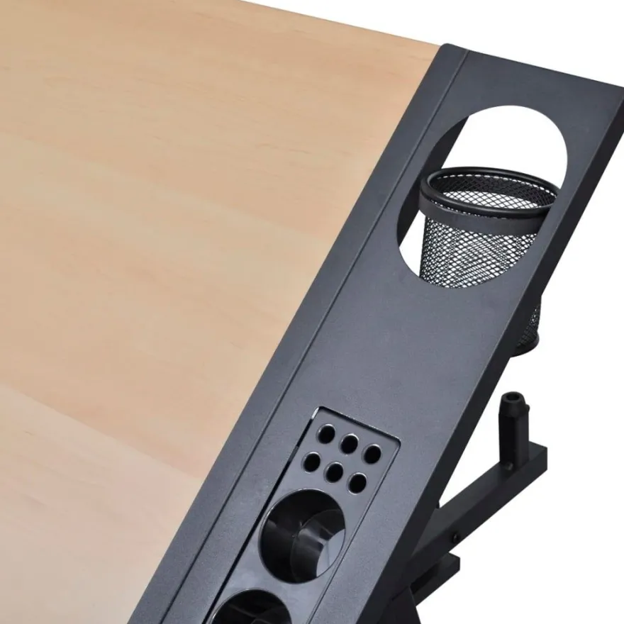 vidaXL Zeichentisch mit neigbarer Tischplatte 2 Schubladen und Hocker