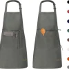 Viedouce 2er Pack Wasserdichte Kochschürze mit Taschen, Verstellbar, Grau