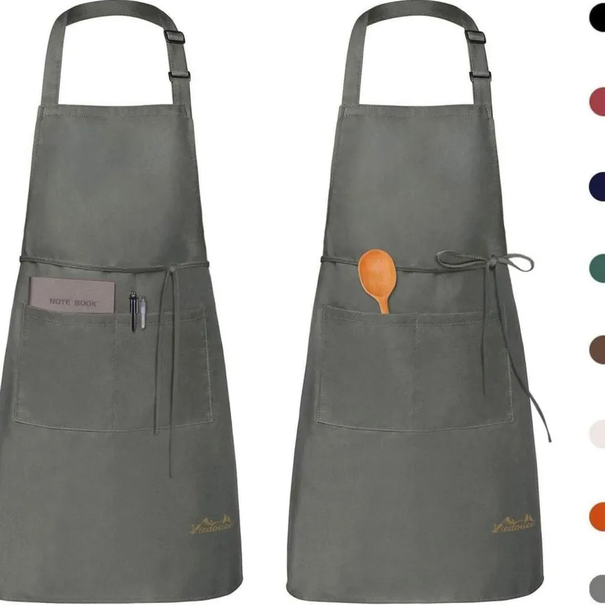 Viedouce 2er Pack Wasserdichte Kochschürze mit Taschen, Verstellbar, Grau