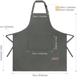 Viedouce 2er Pack Wasserdichte Kochschürze mit Taschen, Verstellbar, Grau