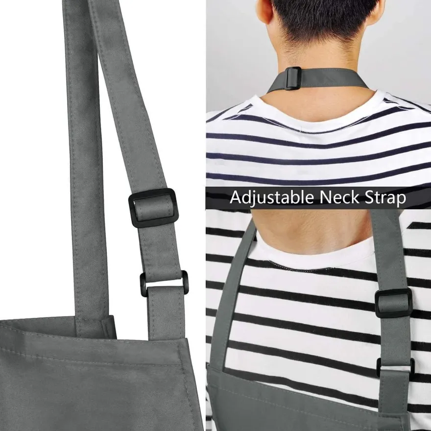 Viedouce 2er Pack Wasserdichte Kochschürze mit Taschen, Verstellbar, Grau