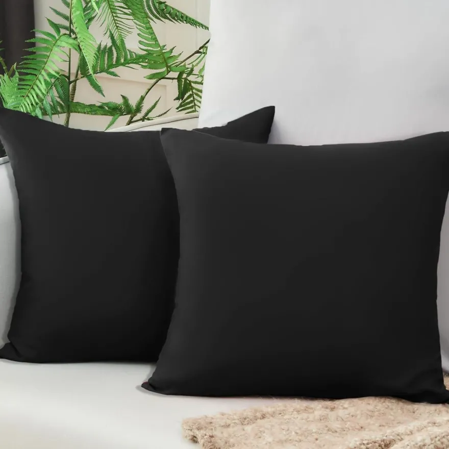 Vielit Kissenbezug 50x50 cm Schwarz, 2er Set, weiche Mikrofaser