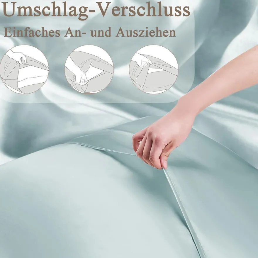Vielit Satin Kissenbezug 80x80 cm (2er Set) in Grün inkl. 2 Haargummis