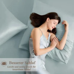 Vielit Satin Kissenbezug 80x80 cm (2er Set) in Grün inkl. 2 Haargummis