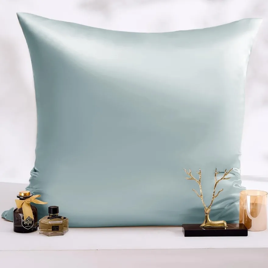 Vielit Satin Kissenbezug 80x80 cm (2er Set) in Grün inkl. 2 Haargummis