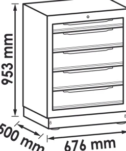 VIGOR Schubladen-Unterschrank 5 Schubladen 676 mm V6000-031 L x B x H: 676 x 500