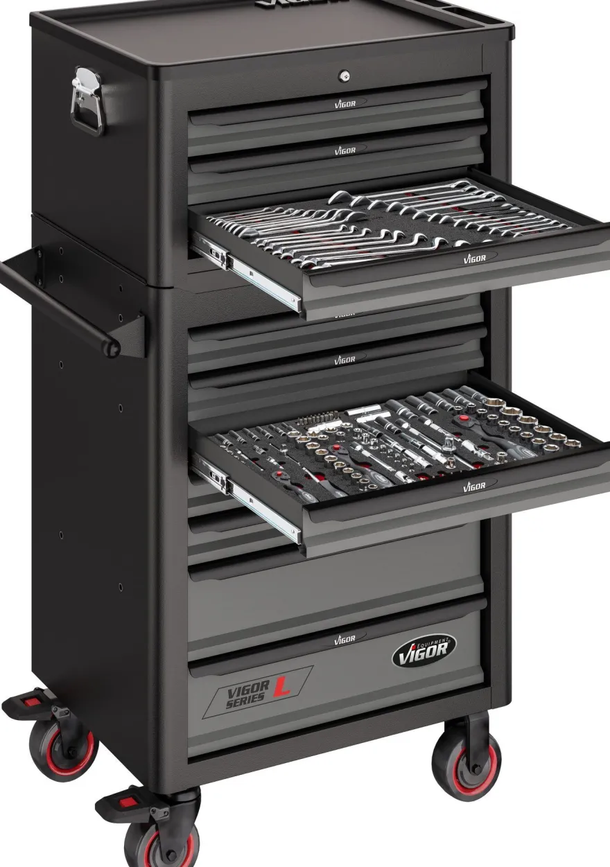 VIGOR Werkstattwagen Series L mit Aufsatzkoffer leer V1970 2-teilig