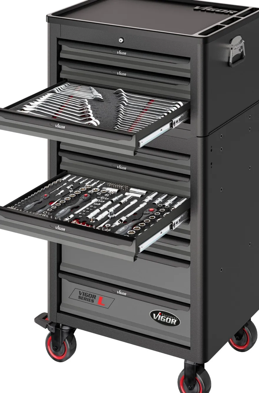 VIGOR Werkstattwagen Series L mit Aufsatzkoffer leer V1970 2-teilig