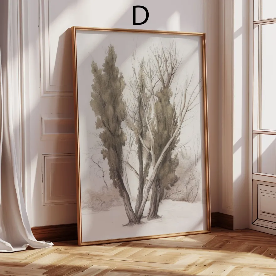 Vintage Botanik & Porträt Poster · Geschenkidee · Frauen Winterlandschaft Blu