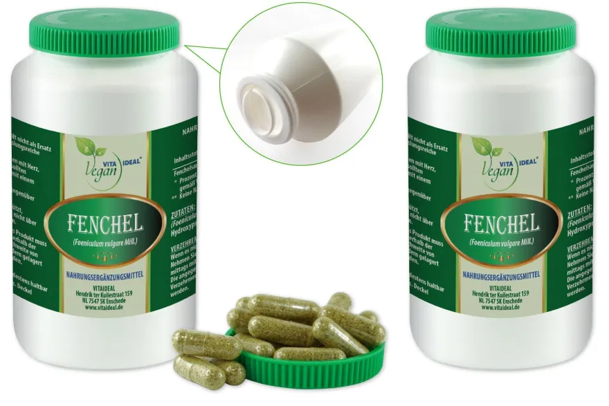 VITA IDEAL Vegan® Fenchel Kapseln - Foeniculum vulgare - Fenchelsamen - grün