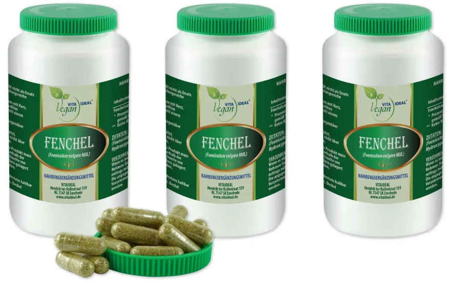 VITA IDEAL Vegan® Fenchel Kapseln - Foeniculum vulgare - Fenchelsamen - grün