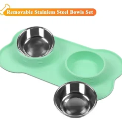 Vivaglory Splashfree Hundenapf Set mit Silikonmatte, Edelstahl, Rutschfest