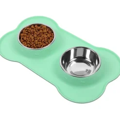 Vivaglory Splashfree Hundenapf Set mit Silikonmatte, Edelstahl, Rutschfest