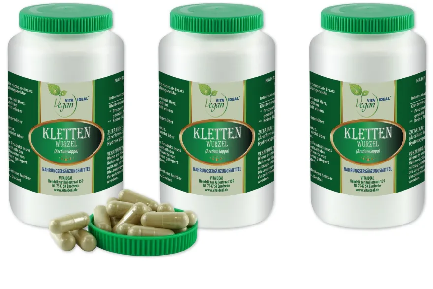 VlTA IDEAL Vegan® Kletten Wurzel Kapseln - Burdock - Bardanae Radix - Klettenwurzel