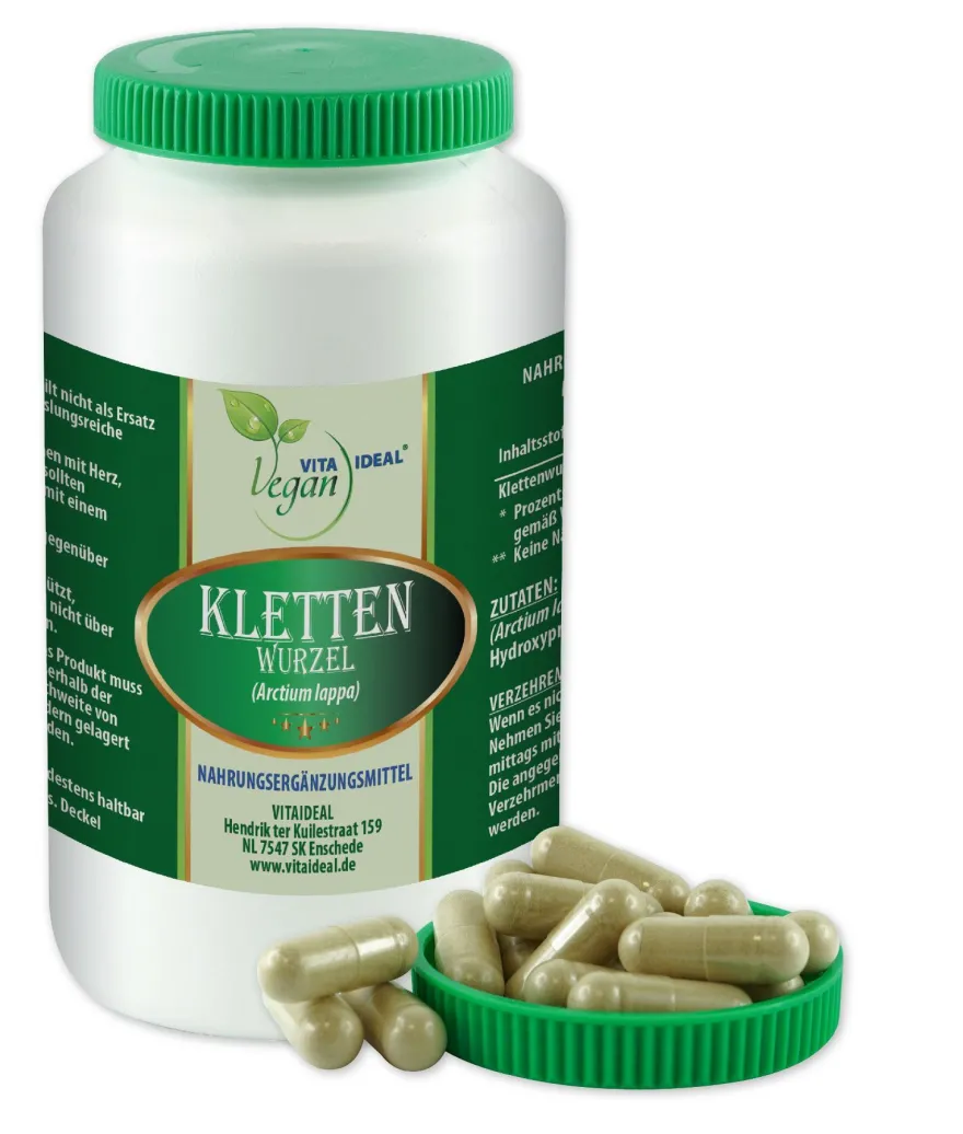 VlTA IDEAL Vegan® Kletten Wurzel Kapseln - Burdock - Bardanae Radix - Klettenwurzel