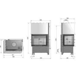 Volcano WPTH12 Wasser-Eckkamin 12kW Rahmenlose Hebetür Rechts