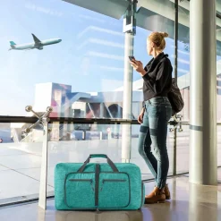 Vomgomfom 115L Reisetasche mit Schuhfach - Große Falttasche für Camping