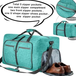 Vomgomfom 115L Reisetasche mit Schuhfach - Große Falttasche für Camping