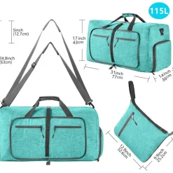 Vomgomfom 115L Reisetasche mit Schuhfach - Große Falttasche für Camping