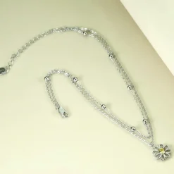 VONALA 925 Sterling Silber Fußkettchen mit Gänseblümchen, Böses Auge