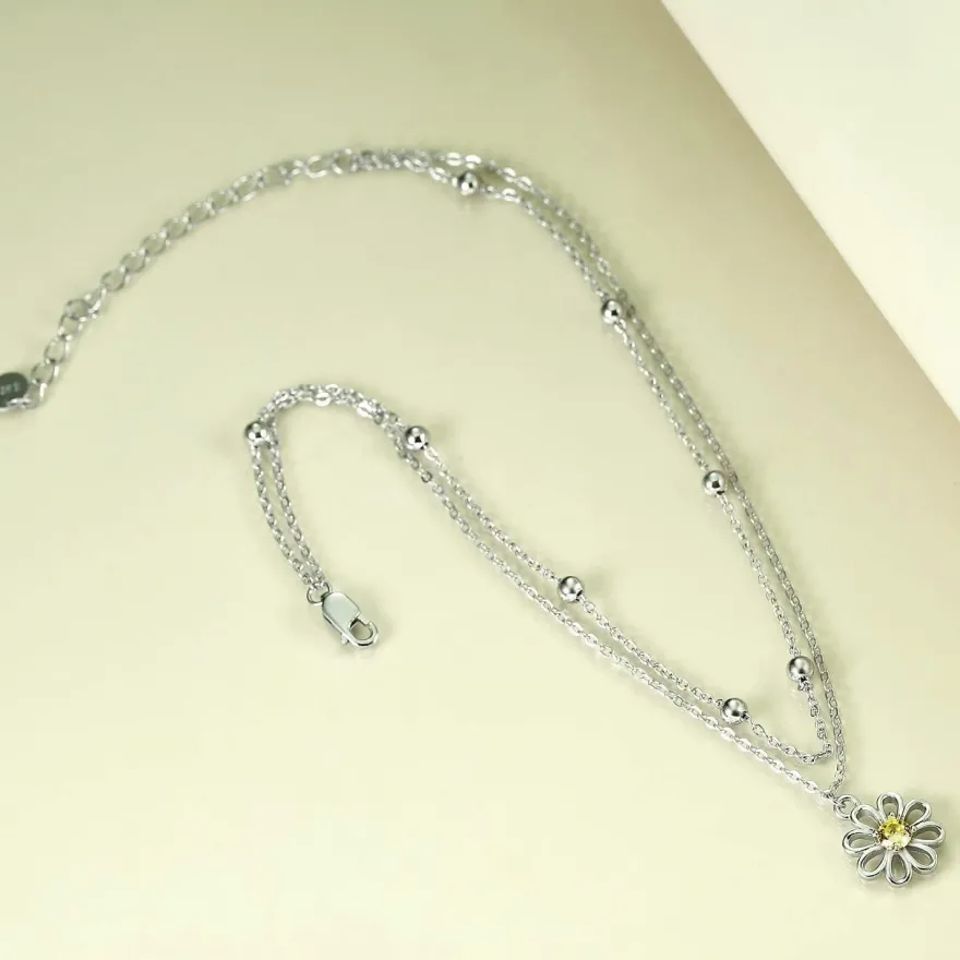 VONALA 925 Sterling Silber Fußkettchen mit Gänseblümchen, Böses Auge