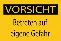 Vorsicht Betreten auf eigene Gefahr Aufkleber 30x20cm LO-BAU-1580-300x200-3