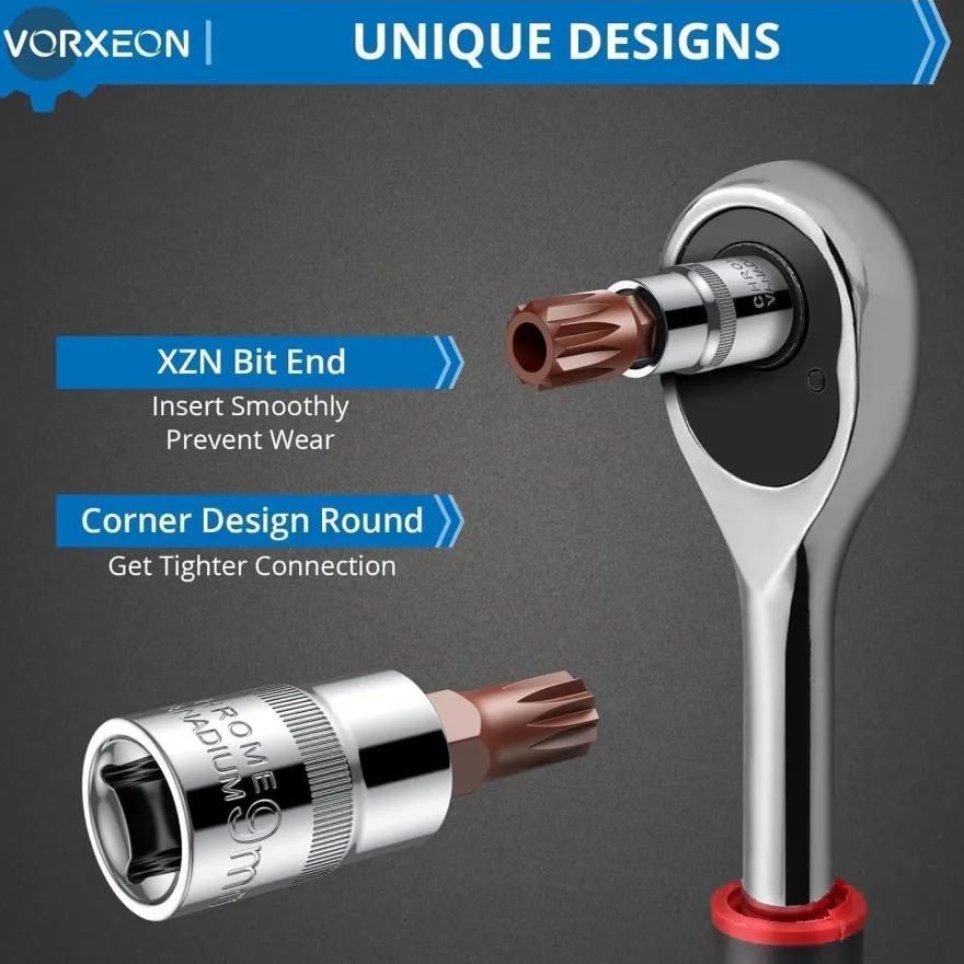 Vorxeon XZN Innenvielzahn Bit-Steckschlüsselsatz M4-M18, 10-teilig, 3