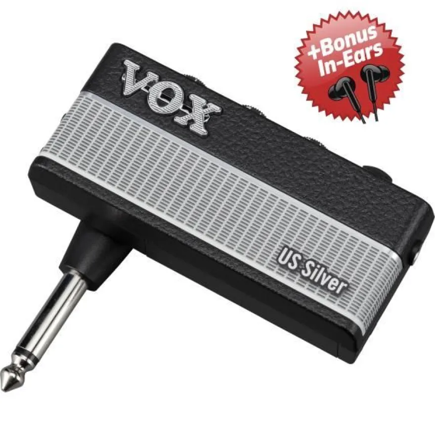 Vox Kopfhörer-Verstärker für Gitarre amPlug 3 US Silver + Bonus In-Ear Kopfhörer
