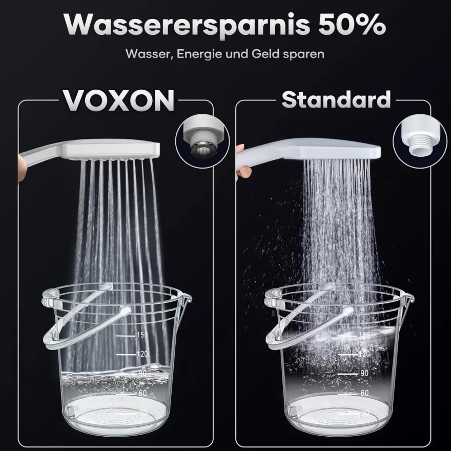 VOXON Duschkopf mit 1,8m Schlauch, Handbrause Wassersparend Hochdruck mit 6