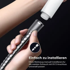 VOXON Duschkopf mit 1,8m Schlauch, Handbrause Wassersparend Hochdruck mit 6
