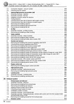 VW Arteon type 3H from 2020 4-cyl. diesel engines 239 hp repair manual pdf ebook