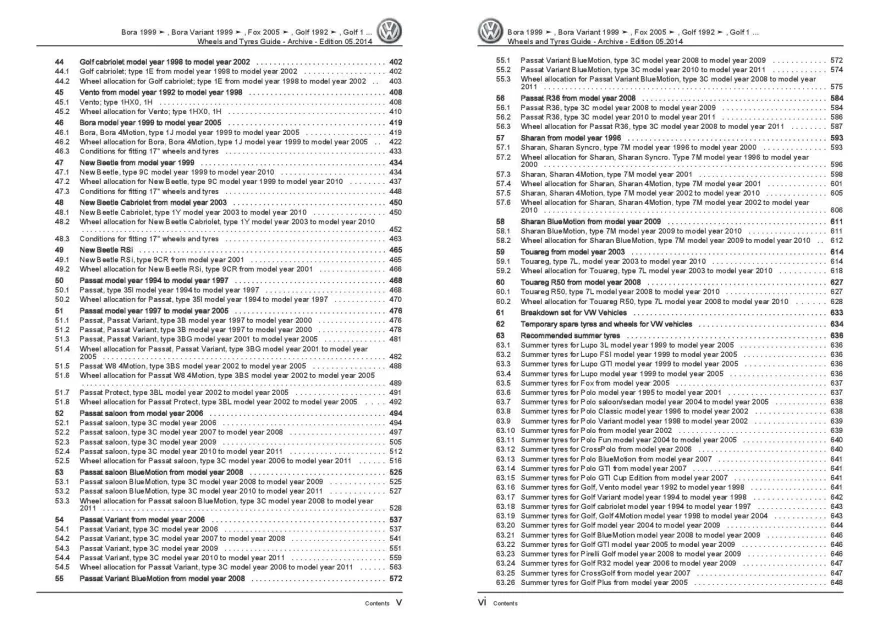 VW Bora type 1J 1998-2006 wheels and tyres archive repair workshop manual pdf