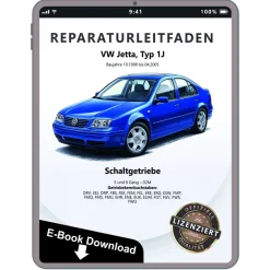 VW Jetta 1J 1998-2005 5-6 Gang Schaltgetriebe 02M AWD Reparaturanleitung eBook