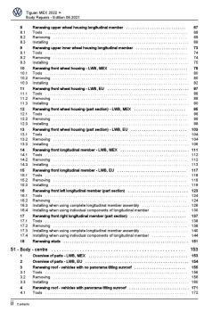 VW Tiguan type BJ from 2021 body repairs workshop repair manual pdf ebook