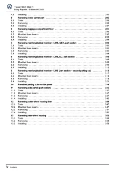 VW Tiguan type BJ from 2021 body repairs workshop repair manual pdf ebook