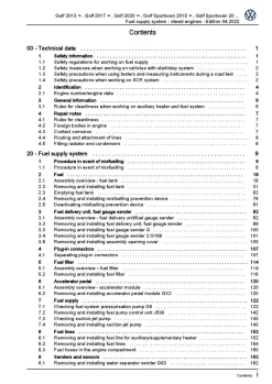 VW T-Roc A1 D1 2017-2023 fuel supply system diesel engines repair manual pdf