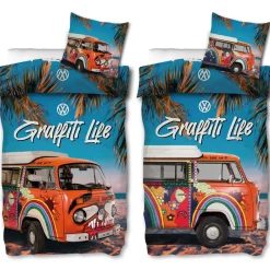 VW Volkswagen Bulli Graffiti Life Bettwäsche Linon / Renforcé 185