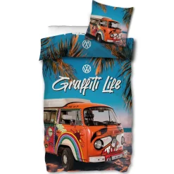 VW Volkswagen Bulli Graffiti Life Bettwäsche Linon / Renforcé 185