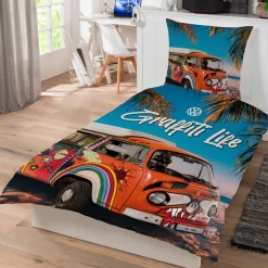 VW Volkswagen Bulli Graffiti Life Bettwäsche Linon / Renforcé 185