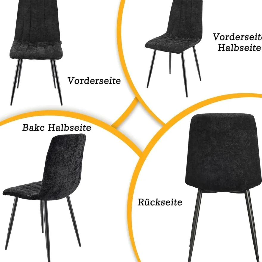 Wafting Esszimmerstühle 8er Set, Gepolsterte Stühle mit Hoher Rückenlehne und