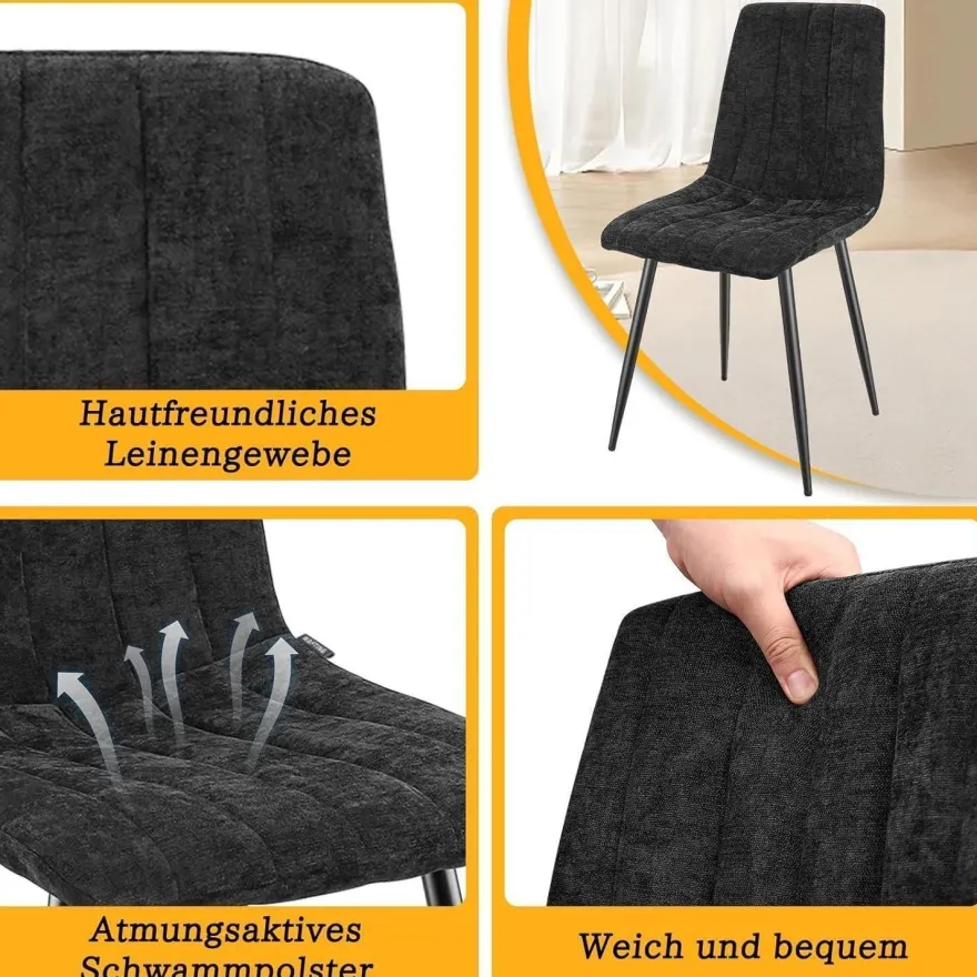 Wafting Esszimmerstühle 8er Set, Gepolsterte Stühle mit Hoher Rückenlehne und
