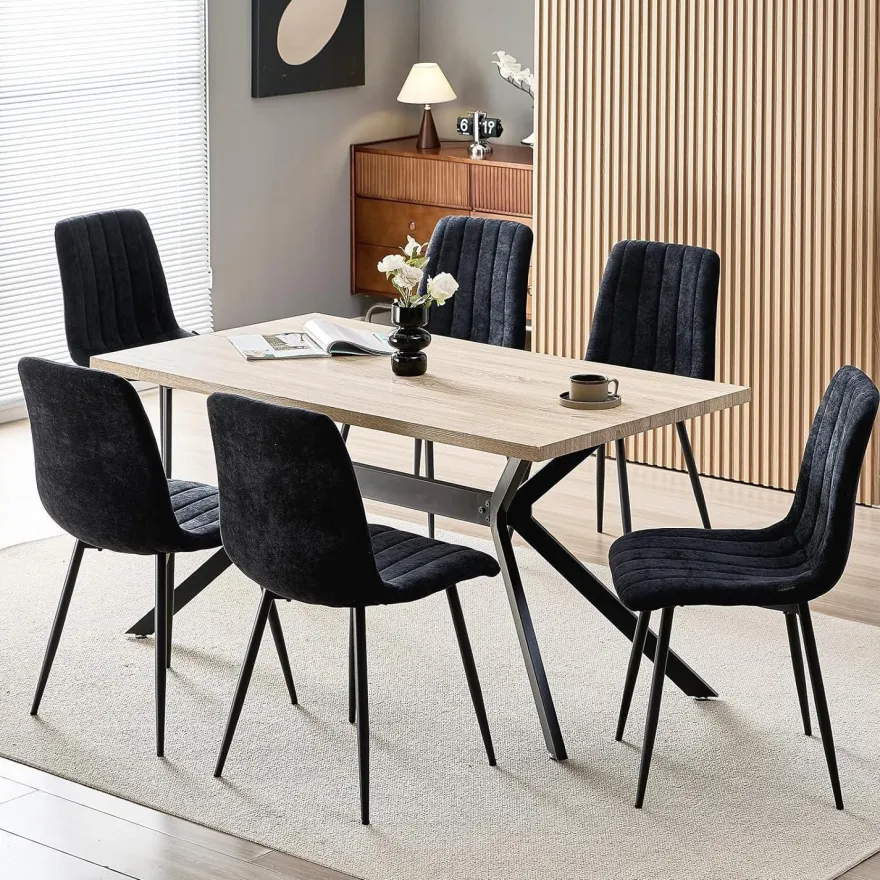 Wafting Esszimmerstühle 8er Set, Gepolsterte Stühle mit Hoher Rückenlehne und
