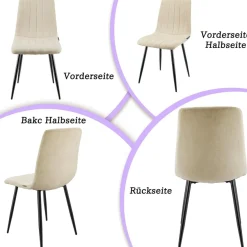 Wafting Esszimmerstühle 8er Set, Gepolsterte Stühle mit Hoher Rückenlehne und