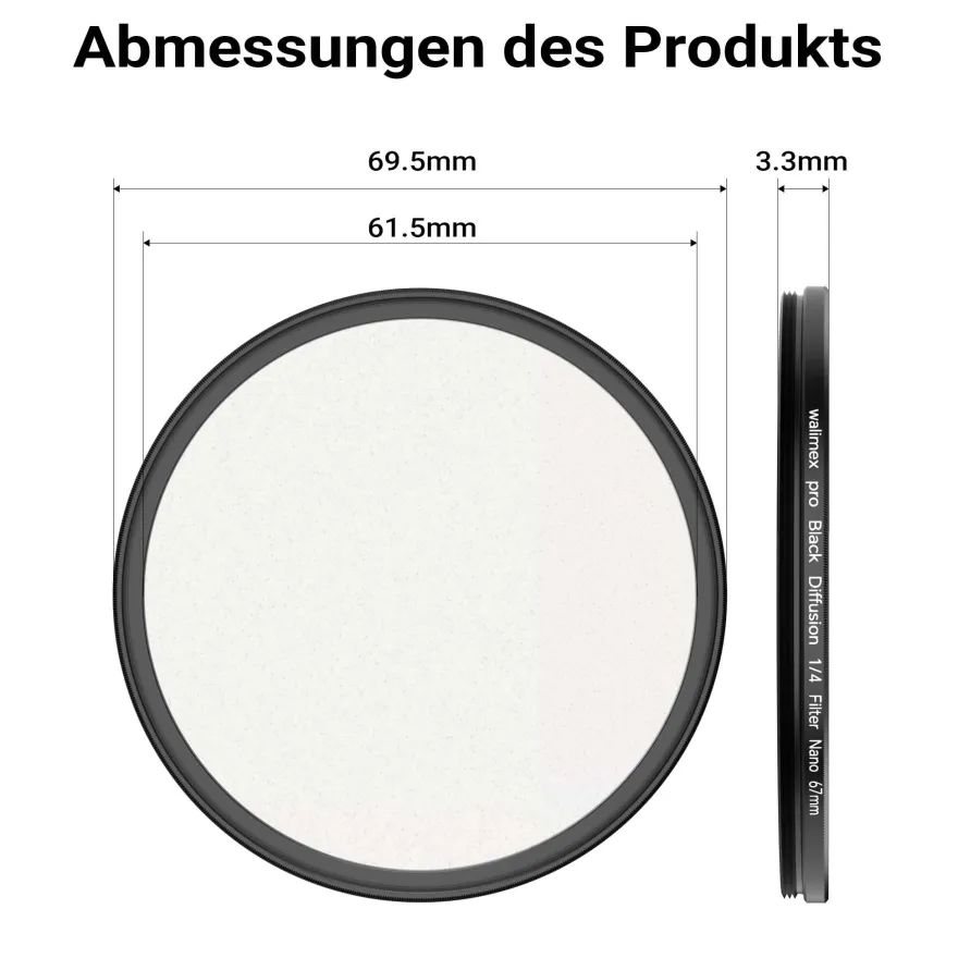 Walimex pro Black Mist Diffusion Filter 1/4 Nano 67mm Kamerafilter Nebelfilter
