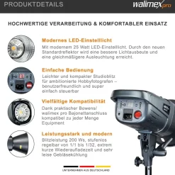 Walimex pro Emerger 200 Studioblitz Blitzgerät Foto Blitzlicht Blitzleuchte