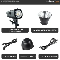 Walimex pro Emerger 200 Studioblitz Blitzgerät Foto Blitzlicht Blitzleuchte
