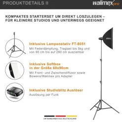 Walimex pro Newcomer 100 II Studioblitz Set Softbox Lampenstativ LED Studiolicht